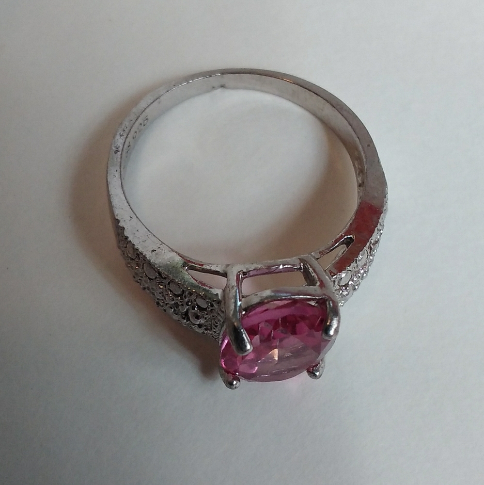Pink Ruby sterling ring size 4